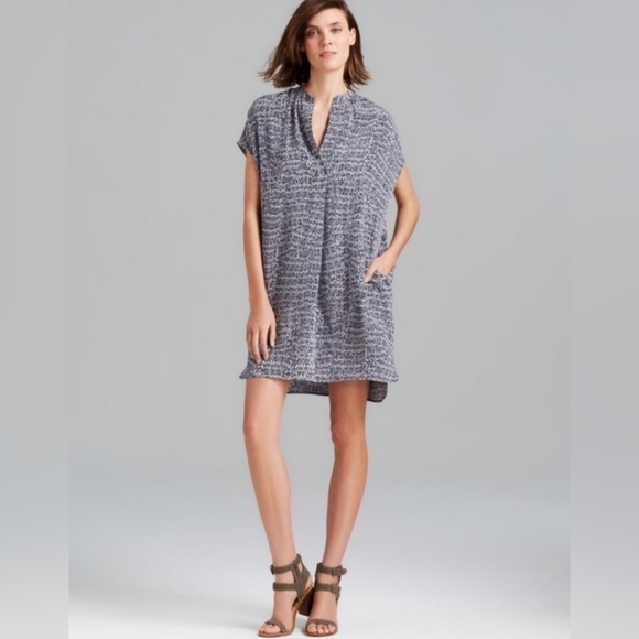 VINCE Silk Shift Static Print Tunic Dress With Pockets Size M - Picture 1 of 16